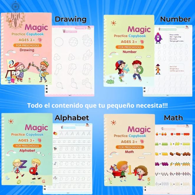 Set de 4 Libros de Caligrafía en Inglés Sank Magic