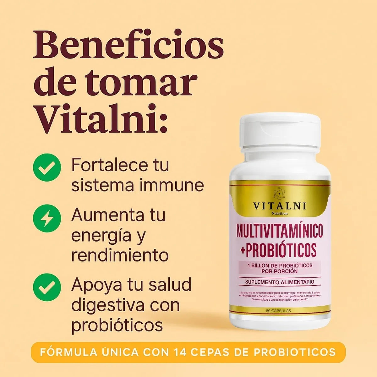 Multivitaminico+Probioticos Vitalni® 60 comprimidos