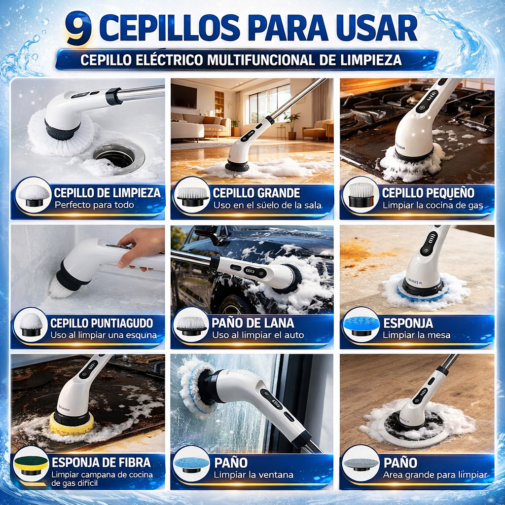 Cepillo Eléctrico de Limpieza 9 en 1