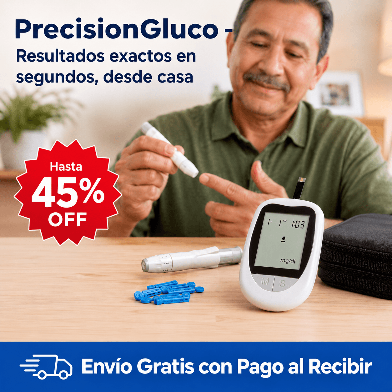 PrecisionGluco - Resultados exactos en segundos, desde casa