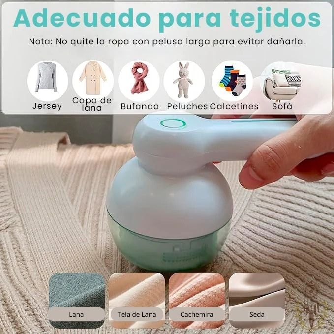 QUITAPELUSAS ELÉCTRICO RECARGABLE (COLOR VERDE)