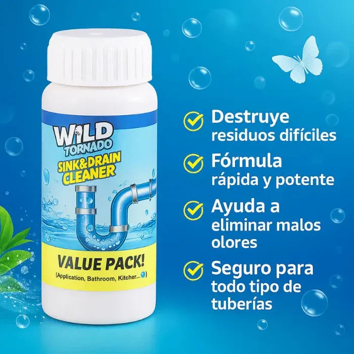 Limpiador de Fregadero y Drenaje Wild Tornado (Combo 3x1)